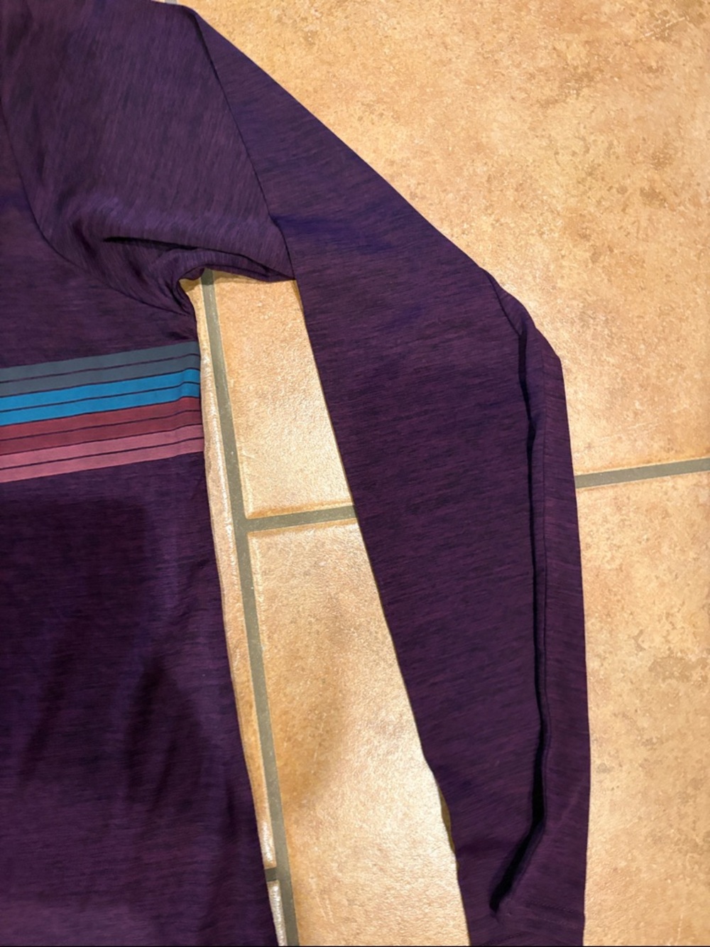 Patagonia Women's Long-Sleeve Crew in Deep Plum with Teal and Coral Stripes - Picture 4 of 6